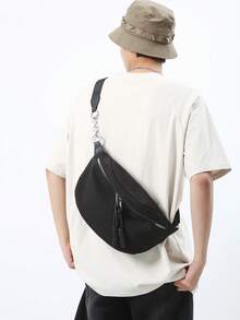 Fashion Fabric Chain Tassel Crossbody Bag, Dumpling Shaped Casual Sports Bag, Couple Shoulder Bag Belts