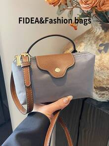 New Fashionable Solid Color Minimalist PU Bucket Bag, Stylish Simple High-End Handbag, Suitable For Work, Shopping, Dating, Versatile - Grey - View 5