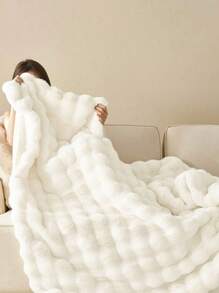 1pc White Double-Sided Cozy Rabbit Fur Plush Blanket Plush Blanket, Soft Warm Faux Fur Luxury Style Throw For Multi-Purpose Use In Living Room, Bedroom And Sofa Queen Twin King Size Luxury Fluffy Long Plush Blanket Bedding Throw Soft And Comfortable Couches Blankets For Home, Domitory Bedding Back School Bedding