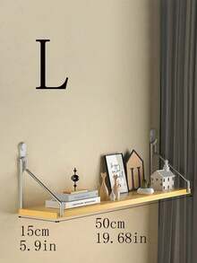 1 kệ gắn tường không cần khoan để đựng sách, cây cảnh, đồ trang trí, giá gỗ nổi để đồ trong phòng ký túc xá, nhà ở - Màu vàng - Xem 8