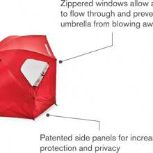 ‎61 X 4.4 X 2.8 Inches 9-Foot Umbrella - Heavy-Duty 1.25" Center Pole & Twist Handle Auger - UPF 50+ Sun Protection - Privacy Side Panels, Zippered Windows & 2 Interior Pockets ,Red - Red - View 4