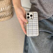 Ốp lưng điện thoại họa tiết giọt nước viền bạc sọc tương thích với 16 Pro Max/15 Pro Max/14 Pro/13, thiết kế kẻ sọc xanh sữa Hàn Quốc - Màu xanh nhạt - Xem 5