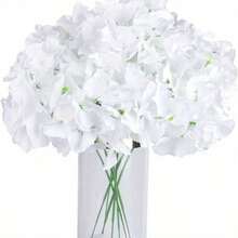 8 件白色绣球花人造花，带茎仿绣球花人造花头，适用于婚礼新娘订婚装饰、单身派对生日周年派对用品、美学房间装饰、家居装饰