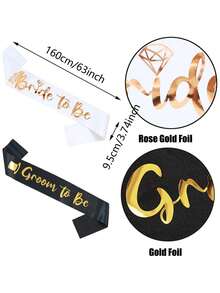 2 件/套新娘和新郎腰带，带字母，优雅缎带，适合单身派对、新娘送礼会和婚礼礼物