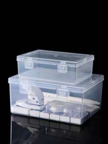 1pc Multi-Functional Clear Plastic Box - Various Sizes, For Organizing Beads, Crafts, Diamond Painting, Earphones, Cables, Chargers, Desktop Organizer