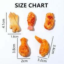 1 طقم /5 قطع من الديكور الزخرفي المقلد للطعام - ساق دجاج, جناح دجاج, بطاطس مقلية, ديكور مطبخ مغناطيس ثلاجة