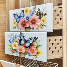 1pc/1set 2pcs Spring Floral Series Toilet Decorative Sticker, Bathroom Decal, Multi-Scenario Use Stickers