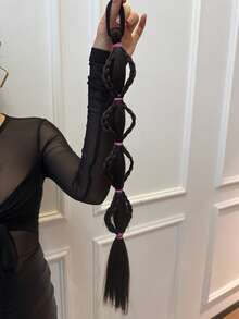 JENNIFER 1-Pack Creative And Fashionable Braids 18Inch Synthetic Hair Extensions With Rubber Bands For Daily Wear - Natural Black - View 12