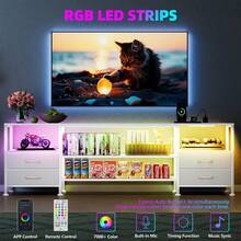 Large TV Stand, Sofa Sideboard, Living Room Cabinet, Large Capacity, Stylish And Modern Design, Durable, With Multiple Shelves, Convenient For Storing Books And DVDs, 160x40x59cm - trắng - Xem 8