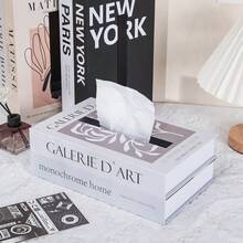 1 pieza Caja rectangular para pañuelos, con tapa abatible - Decoración funcional, gran espacio, tapa de caja de pañuelos moderna y elegante - Caja rectangular para pañuelos, caja de almacenamiento, adecuada para almacenamiento en escritorio de sala de estar, escritorio, sala de estar, dormitorio, baño público y múltiples lugares - Negro - Ver 7