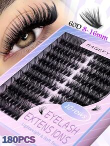 MAANGE Bộ 200/220/400 sợi mi giả, độ dày 10D/20D/30D/40D/60D, tự nhiên và mềm mại, mi giả tự làm, độ dài hỗn hợp 10-14mm, mi giả 3D mềm mại như lông chồn, dụng cụ trang điểm hàng ngày và khi đi du lịch. - C - Xem 16