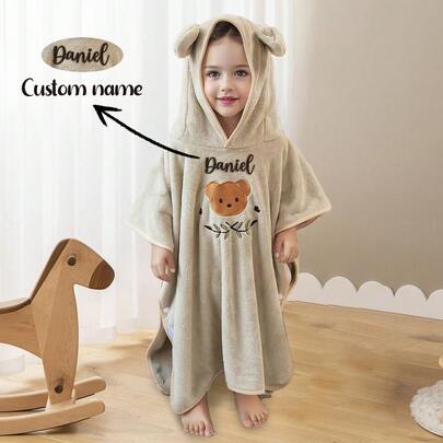 1 chiếc áo choàng tắm có mũ trùm đầu thêu tên theo yêu cầu cho bé | Áo choàng tắm có mũ trùm đầu mềm mại, ấm áp | Áo choàng thiết kế hình động vật hoạt hình | Chăn cho bé | Phù hợp cho mọi mùa | Quà tặng cho bé | Chăn thêu tên | Chăn Minky tùy chỉnh | Mềm mại, thấm hút tốt, quà tặng trang trí gia đình, quà tặng đêm đông, quà tặng mùa đông tựu trường, quà tặng sáng tạo cho bé trai và bé gái, đồ dùng du lịch