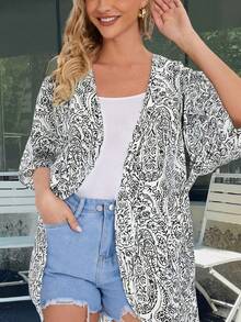 New Fashion Paisley Print Shirt - White - View 3