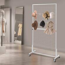 GDRASUYA10 Gridwall Panel Display Stand, Heavy Movable Wire Grid Display Rack, Floorstanding Retail Display Rack, Detachable White Grid Wall Panel Display Racks With Hooks For Craft Shows, Retail, Home[Best Gift For Family&Friends] - White - View 1