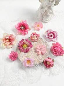 42 件套，玫瑰、茉莉、月季、雏菊等多种花卉组合花头，非常适合 DIY 婚礼、新娘花束、插花、订婚派对、餐桌装饰布置、餐桌中心装饰、迎宾派对、派对、卧室家居装饰、秋季装饰、秋季