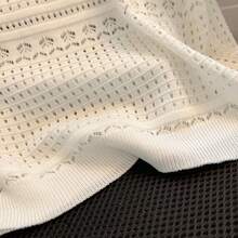 镂空网眼T恤，圆领，修身，纯色，短款，套头衫，时尚简约风格，秋季针织上衣