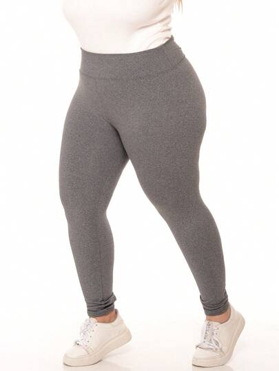 Legging Plus Size Peluciada Em Suplex Macio Cintura Alta Zero Transparencia GG G1 G2 G3 G4