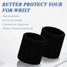 2 Pieces Sweatband Sports Wristband Suitable For Men And Women, Breathable Wristband Sweatband Suitable For Tennis, Basketball, Running, Gym, Exercise, Badminton, And Various Fitness Activities Gym Gym Wristbands Accessories - Multicolor - View 3
