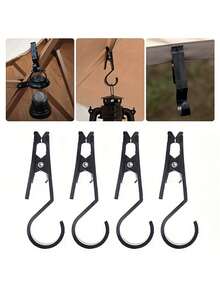 4pcs Outdoor Tent Tarp Hooks, Portable Multifunctional Non-Slip Fabric Clamps - Multicolor - View 2