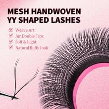 FADVAN 12 Rows YY Shape 0.07 C/D/DD/L/L+/LU Curl 8-15mm&Mix Hand Woven Premium Soft Light Natural Eyelashes Extension Supplies Makeup Mesh Net Cross Lash For Professional Women Send In Random Packaging,Professional Eyelash Grafting,Lash Tech Supplies