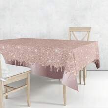 1pc Rose Gold Glittering Party Tablecloth - Suitable For Valentine's Day, Father's Day, Mother's Day, Graduation Ceremonies, Birthday Decorations