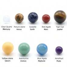 9pcs Natural Crystal Stone Sphere Ball 9 Planets Solar System Healing Gemstone Energy Rock Desk Decor Galaxy Universe Model Celestial Creative Gift Home Office Desk - Multicolor - View 9