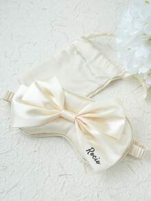 2PCS Personalized Name Bow Eye Mask A Eye Mask With A Storage Bag Custom Sleep Mask Personalized Silky Soft Satin Eyemask Wedding Favor Lustrous Imitation Silk Satin Cute Bow Knot Sleep Mask Set Wedding Favors Gift For Women Best Bridesmaid Gift Bridal Party Gift - Multicolor - View 12