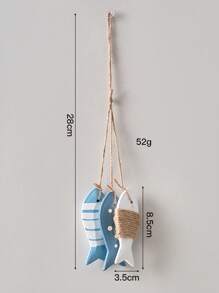 1 String Of 3pcs American Vintage Wooden Fish Ornament Decoration, Suitable For Homestay, Restaurant Wall Decor