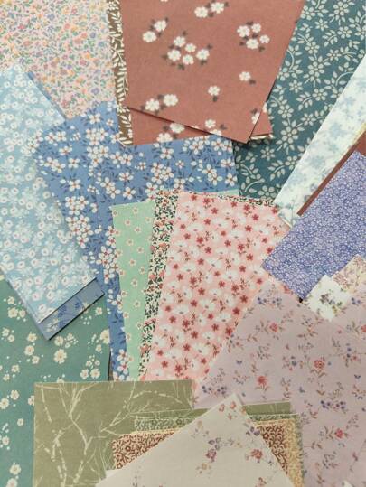 1Pack 60 Sheets Vintage Floral Scrapbook Decoration Material Paper Various Sizes For Diy Craft Back To School, Home & Office Supplies(Pay Attention To The Size)