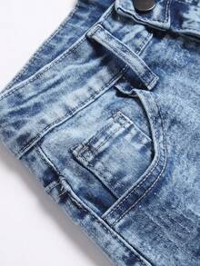 Teen Girls' Butterfly Print Distressed Denim Shorts - Light Wash - View 5