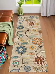 1pc [Best Seller] Bohemian Floral Pattern Living Room Carpet, Polyester Anti-Stain Mat, Machine Washable Durable Rug, Multiple Sizes - Ideal For Home Decor, Room Decoration, Living Room Carpet