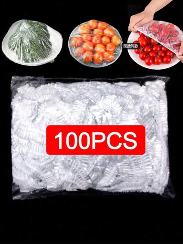 100 Pcs Disposable Food Cling Film Cover Shower Head Cover Multi-Purpose Disposable Shrink Bag Disposable Shoe Cover Thickened Kitchen Cling Film Household Refrigerator Refrigerated Food Preservation Cover Elastic Telescopic Cover