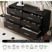 Modern 6-Deep Drawer Dresser For Bedroom, Wide Chest Of Drawers With Gold Handles - Ideal For Master & Guest Bedrooms, Offering Ample Storage Space