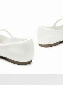 Women Fashion Flats Pointed Toe Ballet Flats Elegant Mary Jane With Buckle Strap Spring Summer Shoes - trắng - Xem 5
