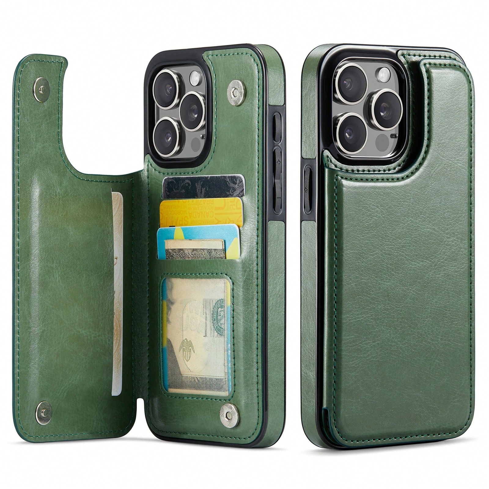 Luxury Genuine Leather Wallet Phone Case, Compatible With IPhone 16e/16/15/14/13/12/11 Pro Max/SE/X/XR/XS Max/8/7/6/6S Plus, And Galaxy S25/S24/S23/S22/S21/S20 Ultra/A13/A14/A15/A35/A53/A54/A55/S23 FE/S24 FE. With Kickstand And Card Slots, Shock-Proof, Waterproof, Anti-Fall, Anti-Scratch, Full-Body Design.