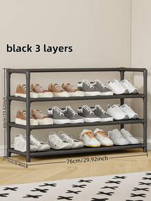 1 pieza Estantería para zapatos extendida de 3-7 niveles, estantería de almacenamiento de alta capacidad para el hogar, dormitorio, residencia estudiantil, organizador de zapatos simple con marco de metal, solución de almacenamiento y decoración perfecta para el dormitorio, soporte portátil para exhibición de zapatos - Multicolor - Ver 19