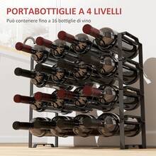HOMCOM Porta bottiglie da tavolo - nero - Visualizzare 4