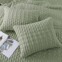 Blue Quilt King Size Bedding Sets With 2 Pillow Shams, Lightweight Soft Bedspread Coverlet, Quilted Blanket Thin Comforter Bed Cover All Season, 3 Pieces, 104x90 Inches, All - Season Bedding - 綠色(黃綠色調) - 查看 5