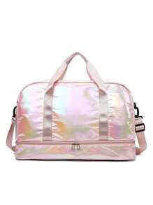 Sac de sport iridescent brillant, avec compartiment à chaussures et poches de rangement humide/sec pour femmes et hommes. Sac de voyage fourre-tout de grande capacité pour femmes