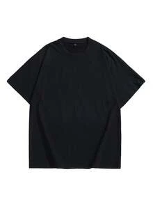 男士宽松休闲字母印花短袖T恤，轻薄透气，夏季 - 黑色 - 查看 2