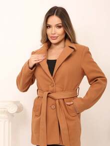 OVERALL PARKA COAT IN WOOL STYLISH COMFORTABLE SUPER WARM PREMIUM PIECE MODERN CASUAL TOP - Camel - Ver 4