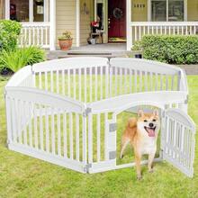 PetTrove - Plastic Pet Playpen, Durable Puppy Playpen With Lockable Door And Non-Slip Bottom, Portable Indoor Outdoor Puppy Pen - 白色 & 4 面板 24 英寸 - 查看 2