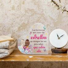 Putuo Decor 1pc Spanish Heart Shaped Acrylic Sign Table Decor, Desktop Decoration For Home Farmhouse Living Room, Gift For Grandmother