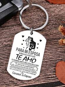 1 件不锈钢“我会永远记得我爱你”雕刻钥匙扣，情人节或周年纪念日送给妻子的浪漫礼物，汽车配件包，魅力学校可爱哥特 Y2k - 銀色 - 查看 1