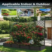 Studyset 3Pcs Plastic Plant Box With Metal Trellis,Raised Garden Bed With Trellis Planter For Climbing Plant Outdoor Raised Planter Box Privacy Screen For Climbing Plants Vegetable,Planter Box For Backyard Patio - 4PCS - View 7