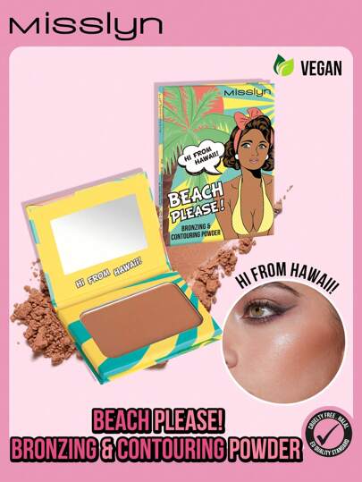 Misslyn ¡Beach Please! POLVOS BRONCEADORES Y PARA CONTORNEAR, Bronceador, Bronceador mate, Textura suave y pigmentada, Con espejo, Polvo bronceador facial para contornear, Larga duración, Ligero, Suave, Difuminable, Maquillaje de estilo Y2K para fiestas de playa, viajes, vacaciones, campamentos, al aire libre, regalo, moda de rosa, Año Nuevo, cosméticos, cosplay, mejores viajes, festivales, campus, escuela, Charm, vibrante, Año Nuevo Chino, Día de San Valentín, regalos, vegano, libre de crueldad