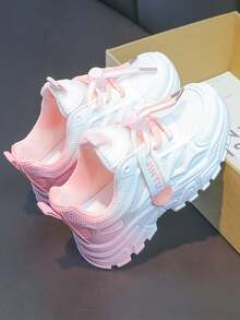 1 双女孩可爱时尚渐变色 PU 设计休闲运动鞋，适合日常穿着、上学、运动、所有季节 - 彩色 - 查看 9