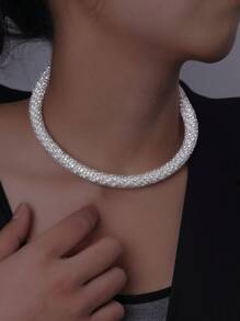 1pc Elegant Luxury Rhinestone Clavicle Chain Necklace, Glamour High-End Alluring European-American Sparkling Necklace, Suitable For Weddings, Parties, Daily Wear, Gift For Girlfriend, Wife, Mother