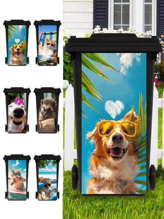 3D schattige en interessante dieren bedrukte vuilnisbak sticker waterdichte PVC buiten vuilnisbak vuilnisbak poster zelfklevend 4 maten kamerdecoratie woondecoratie wanddecoratie badkamerdecoratie slaapkamerdecoratie kamerdecoratie spullen woonkamerdecoratie huisdecoratie woondecoratie woonkamer muurkunst behang stickers