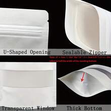 100 个带半透明窗口的白色牛皮纸袋，热封可重复使用的自封袋，适用于烘焙干粮坚果谷物茶节日礼品包装，250g 500g 1000g 储物袋，适用于派对零食 - 白色 - 查看 9